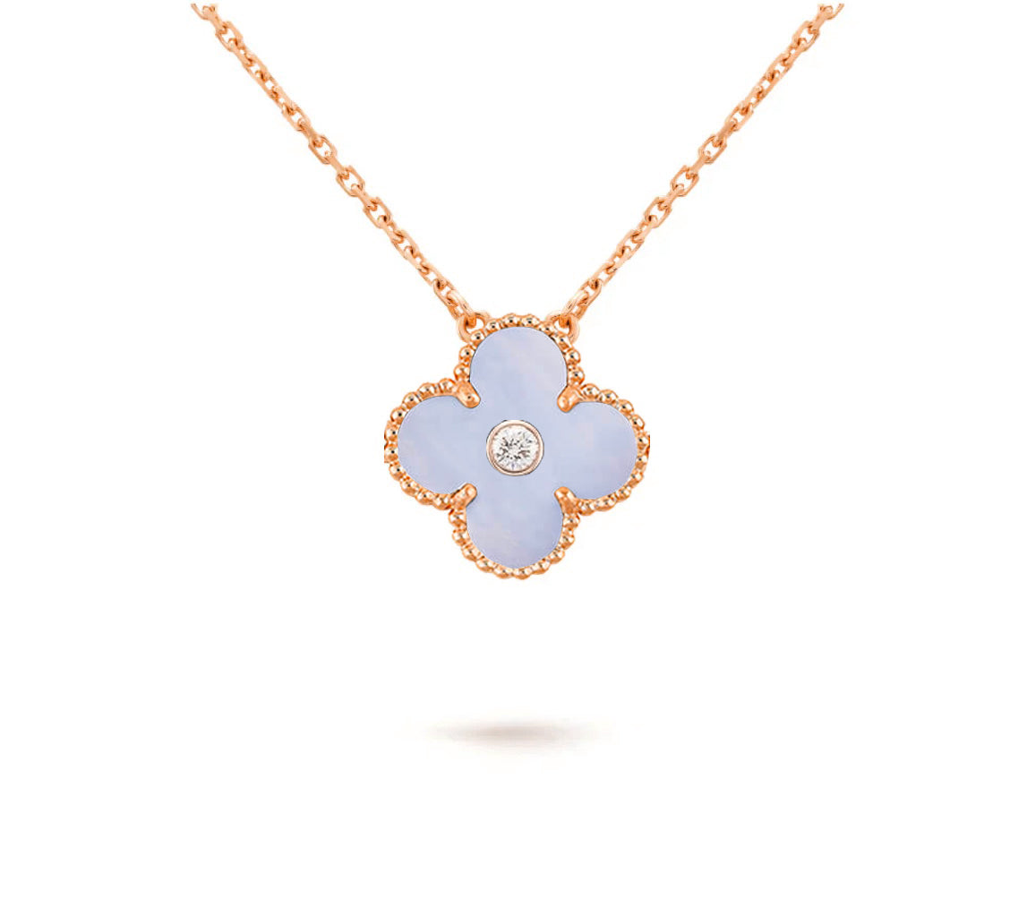 [LUXE JEWELRY]CLOVER 15MM DIAMOND SINGLE FLOWER NECKLACE COLLECTION