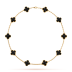 [LUXE JEWELRY]CLOVER 10 MOTIFS ONYX NECKLACE
