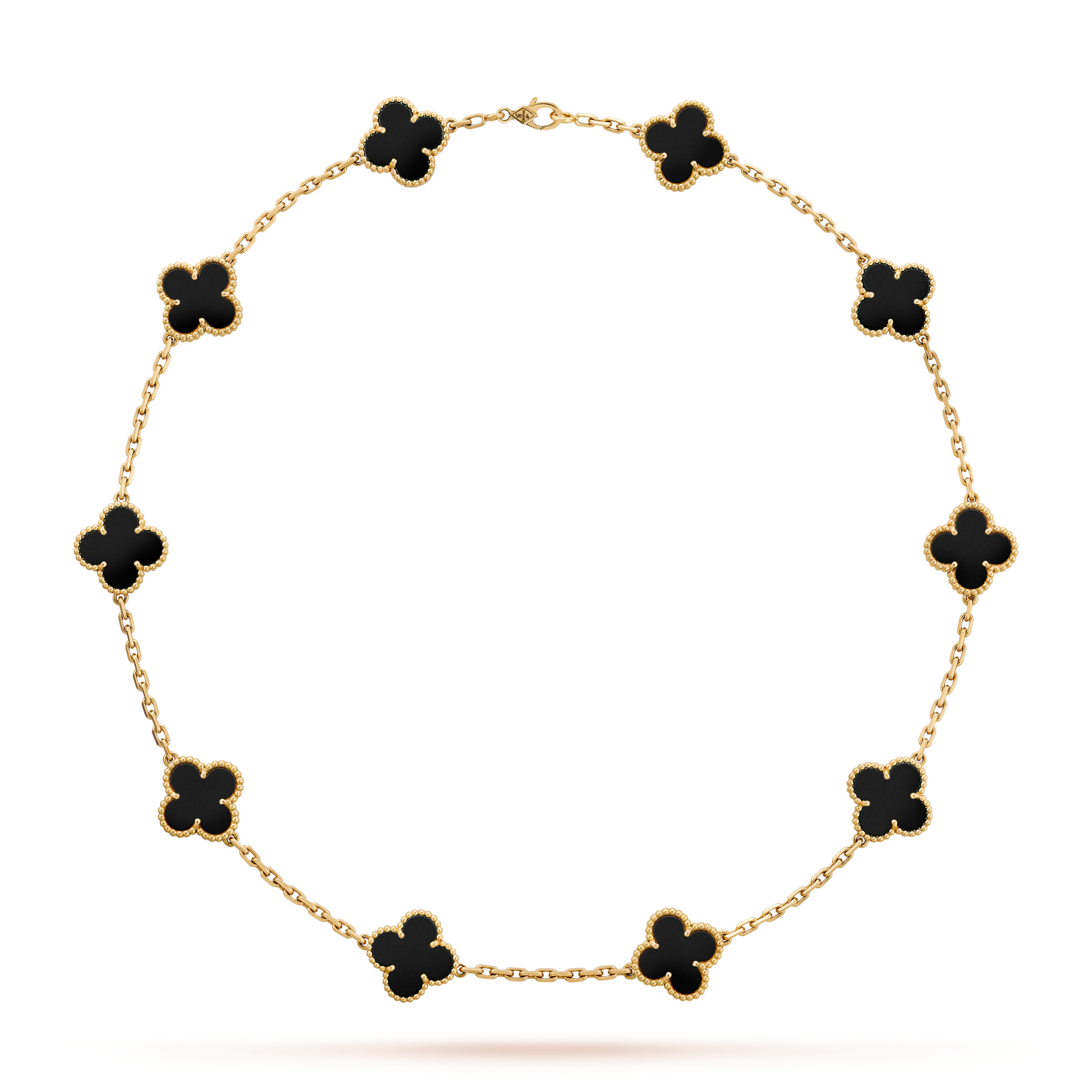 [LUXE JEWELRY]CLOVER 10 MOTIFS ONYX NECKLACE