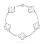 [LUXE JEWELRY]CLOVER WHITE PEARL MOP 5 MOTIF BRACELET COLLECTION