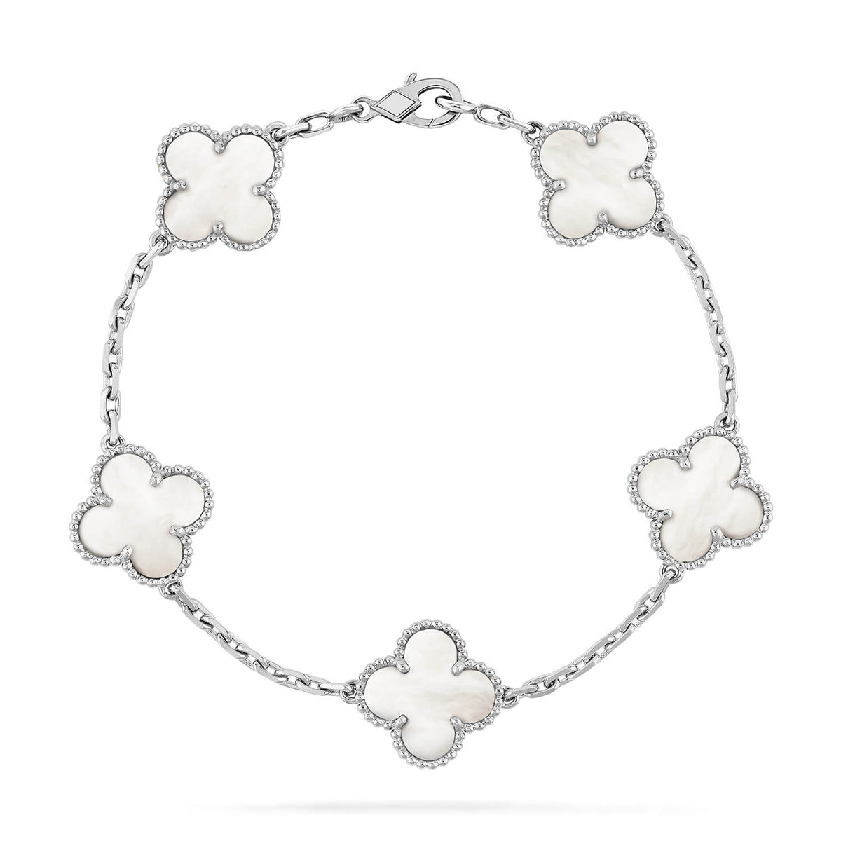 [LUXE JEWELRY]CLOVER WHITE PEARL MOP 5 MOTIF BRACELET COLLECTION