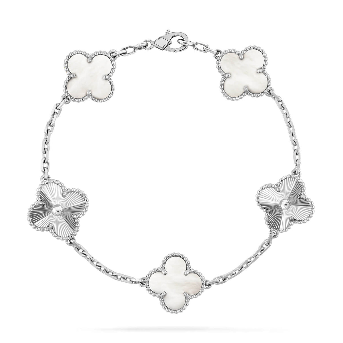 [LUXE JEWELRY]CLOVER WHITE PEARL MOP 5 MOTIF BRACELET COLLECTION