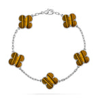 [LUXE JEWELRY] CLOVER 5 MOTIFS TIGER EYE BRACELET COLLECTION