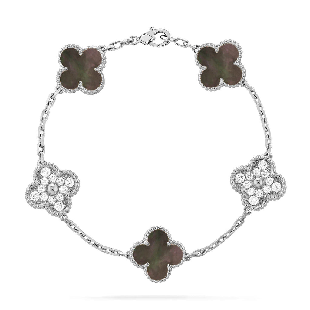 [LUXE JEWELRY] CLOVER 5 MOTIF GRAY MOP BRACELET COLLECTION