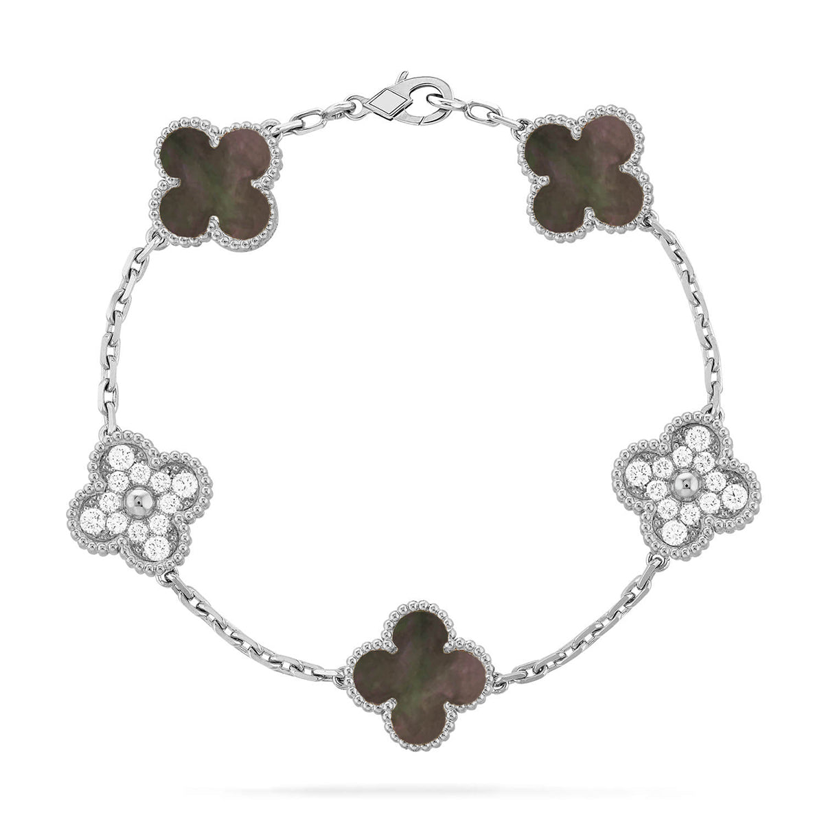 [LUXE JEWELRY] CLOVER 5 MOTIF GRAY MOP BRACELET COLLECTION