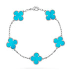 [LUXE JEWELRY] CLOVER 5 MOTIF TURQUOISE BRACELET COLLECTION