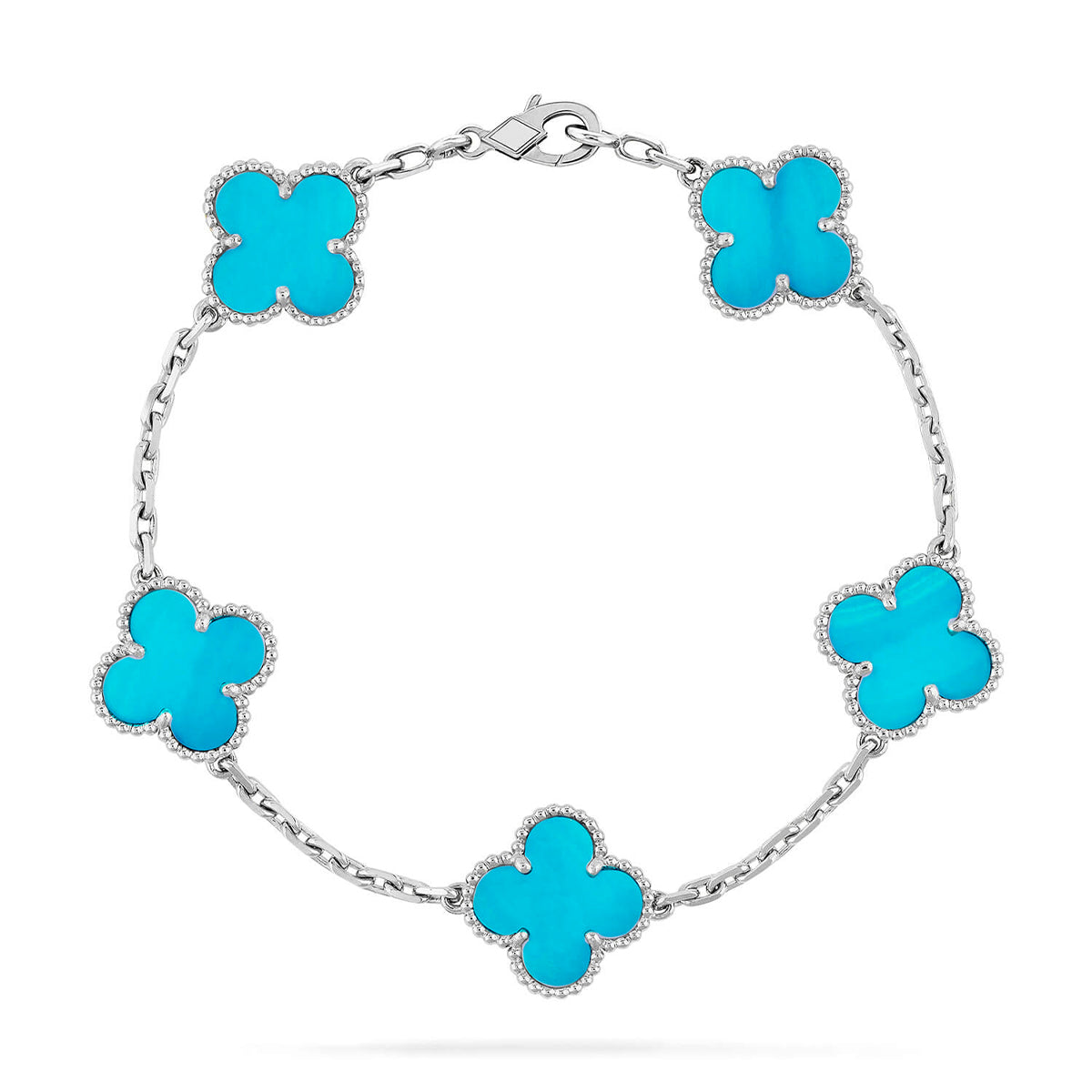 [LUXE JEWELRY] CLOVER 5 MOTIF TURQUOISE BRACELET COLLECTION