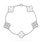 [LUXE JEWELRY]CLOVER WHITE PEARL MOP 5 MOTIF BRACELET COLLECTION
