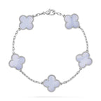 [LUXE JEWELRY] CLOVER 5 MOTIF PURPLE CHALCEDONY BRACELET COLLECTION