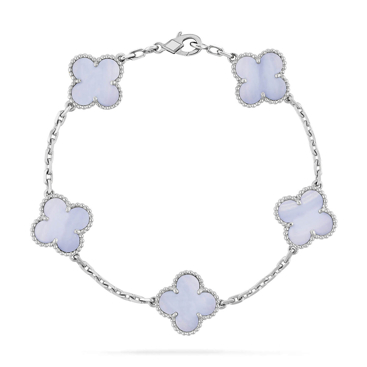 [LUXE JEWELRY] CLOVER 5 MOTIF PURPLE CHALCEDONY BRACELET COLLECTION