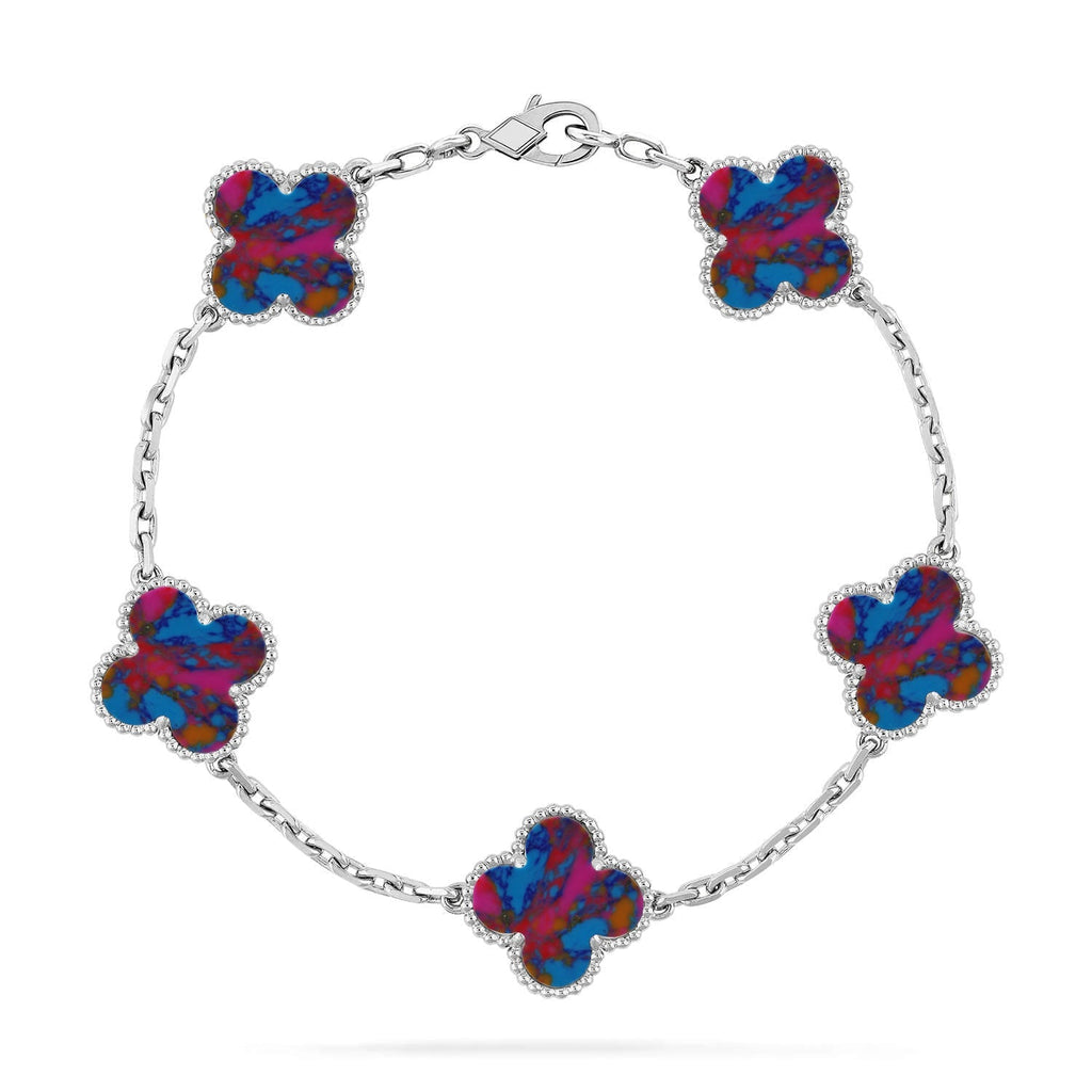 [LUXE JEWELRY]CLOVER 5 MOTIF COLOR GEMSTONES BRACELET COLLECTION