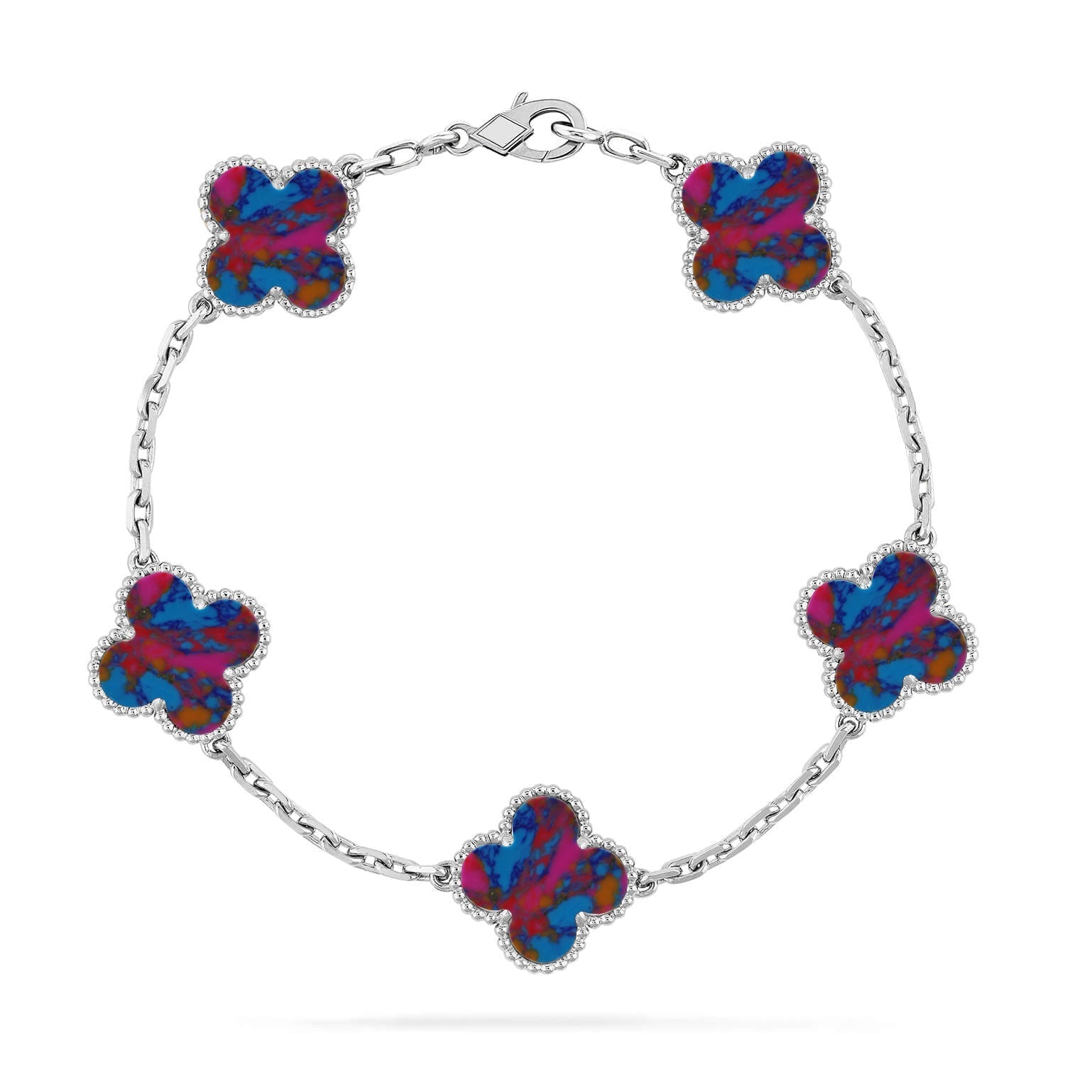 [LUXE JEWELRY]CLOVER 5 MOTIF COLOR GEMSTONES BRACELET COLLECTION