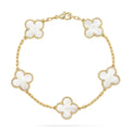 [LUXE JEWELRY]CLOVER WHITE PEARL MOP 5 MOTIF BRACELET COLLECTION