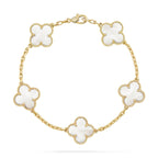 [LUXE JEWELRY]CLOVER WHITE PEARL MOP 5 MOTIF BRACELET COLLECTION