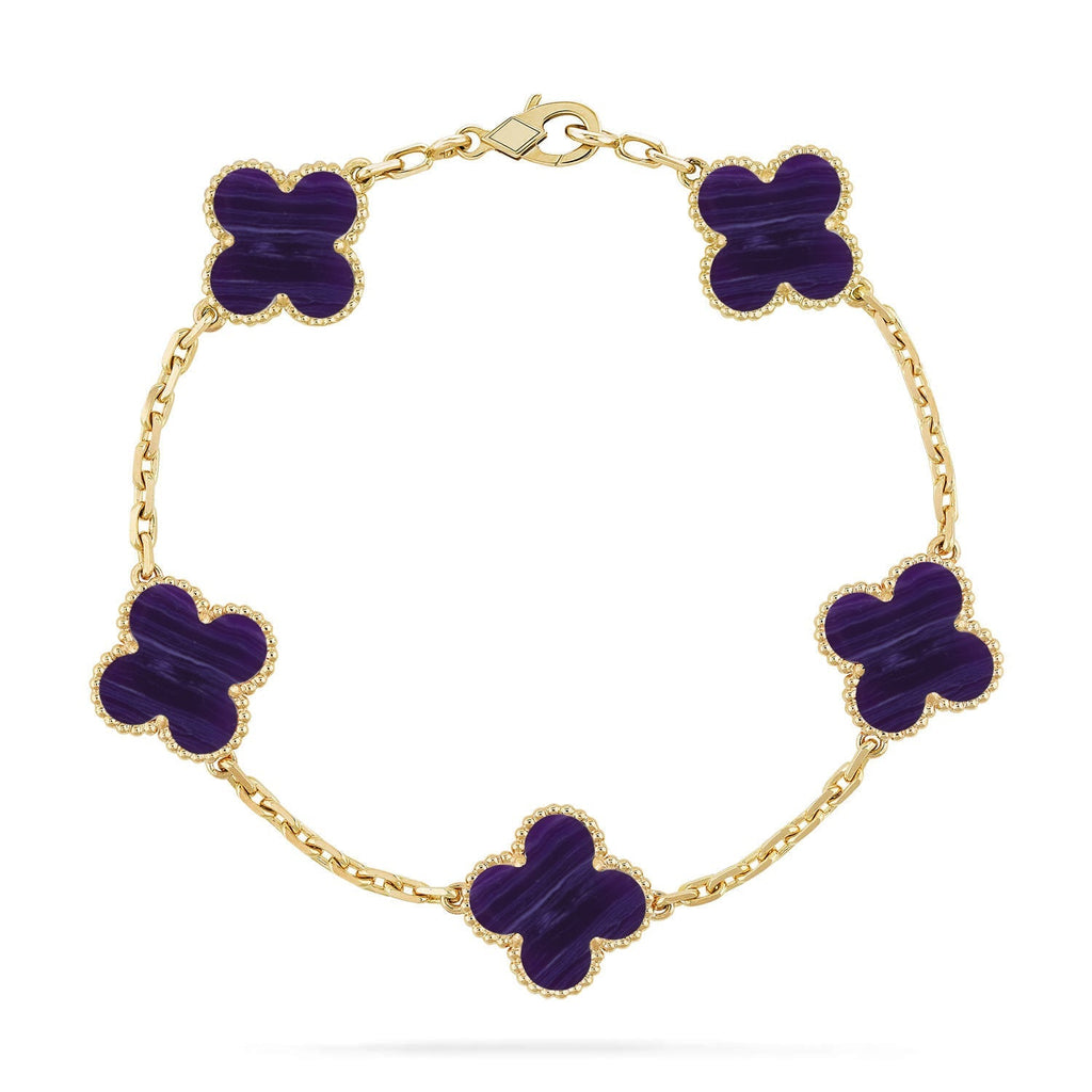 [LUXE JEWELRY]CLOVER 5 MOTIF PURPLE STRIPES BRACELET COLLECTION