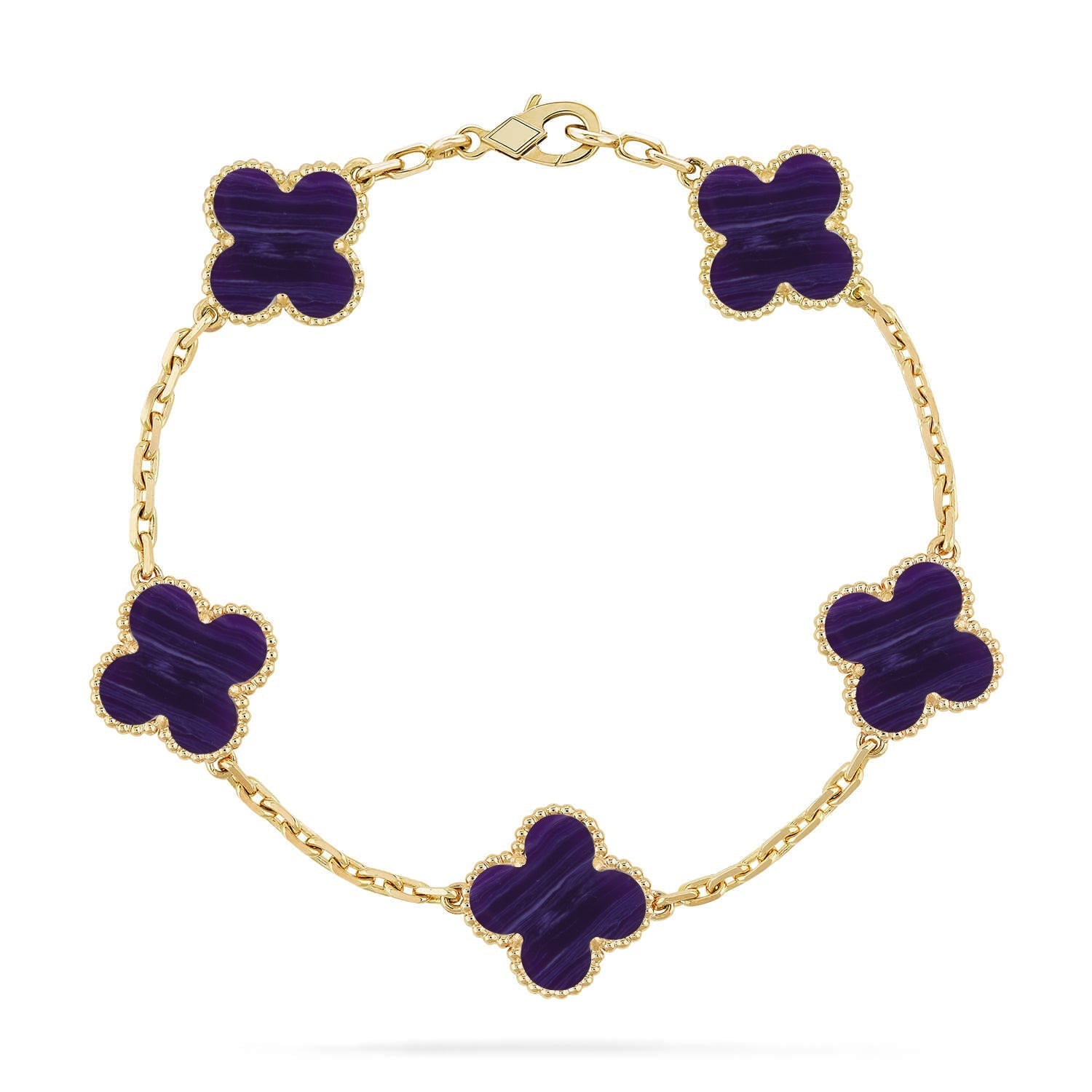 [LUXE JEWELRY]CLOVER 5 MOTIF PURPLE STRIPES BRACELET COLLECTION