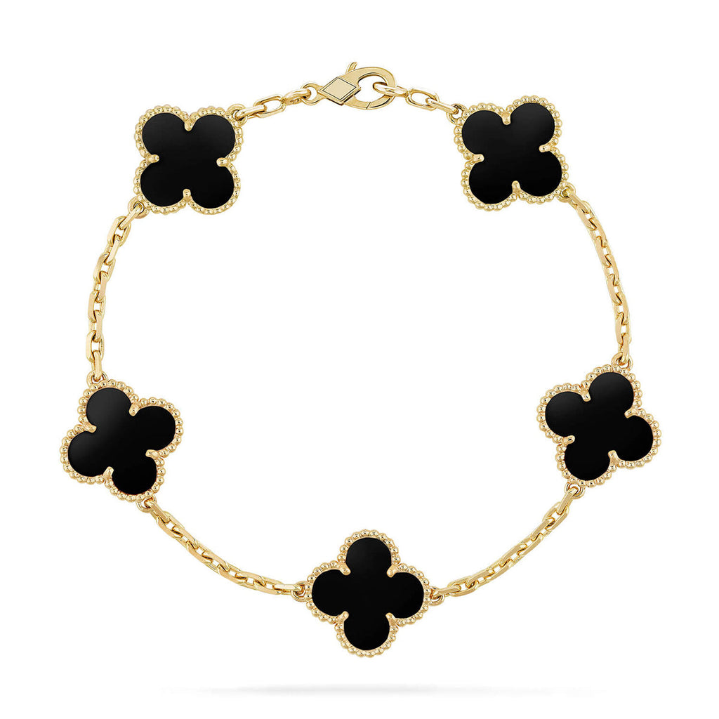 [LUXE JEWELRY] CLOVER 5 MOTIF ONYXS BRACELET COLLECTION