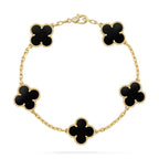 [LUXE JEWELRY] CLOVER 5 MOTIF ONYXS BRACELET COLLECTION