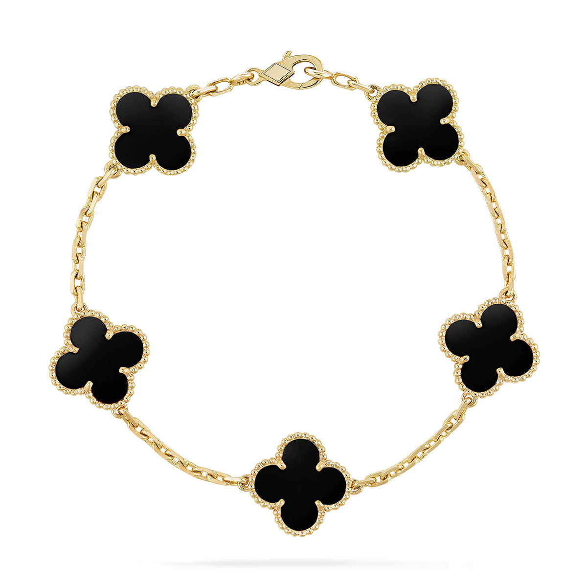 [LUXE JEWELRY] CLOVER 5 MOTIF ONYXS BRACELET COLLECTION
