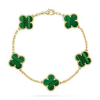 [LUXE JEWELRY] CLOVER 5 MOTIF MALACHITE BRACELET COLLECTION