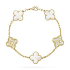 [LUXE JEWELRY]CLOVER WHITE PEARL MOP 5 MOTIF BRACELET COLLECTION