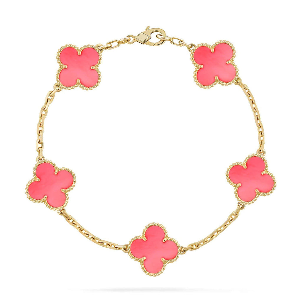 [LUXE JEWELRY] CLOVER 5 MOTIFS  PINK MOP BRACELET COLLECTION
