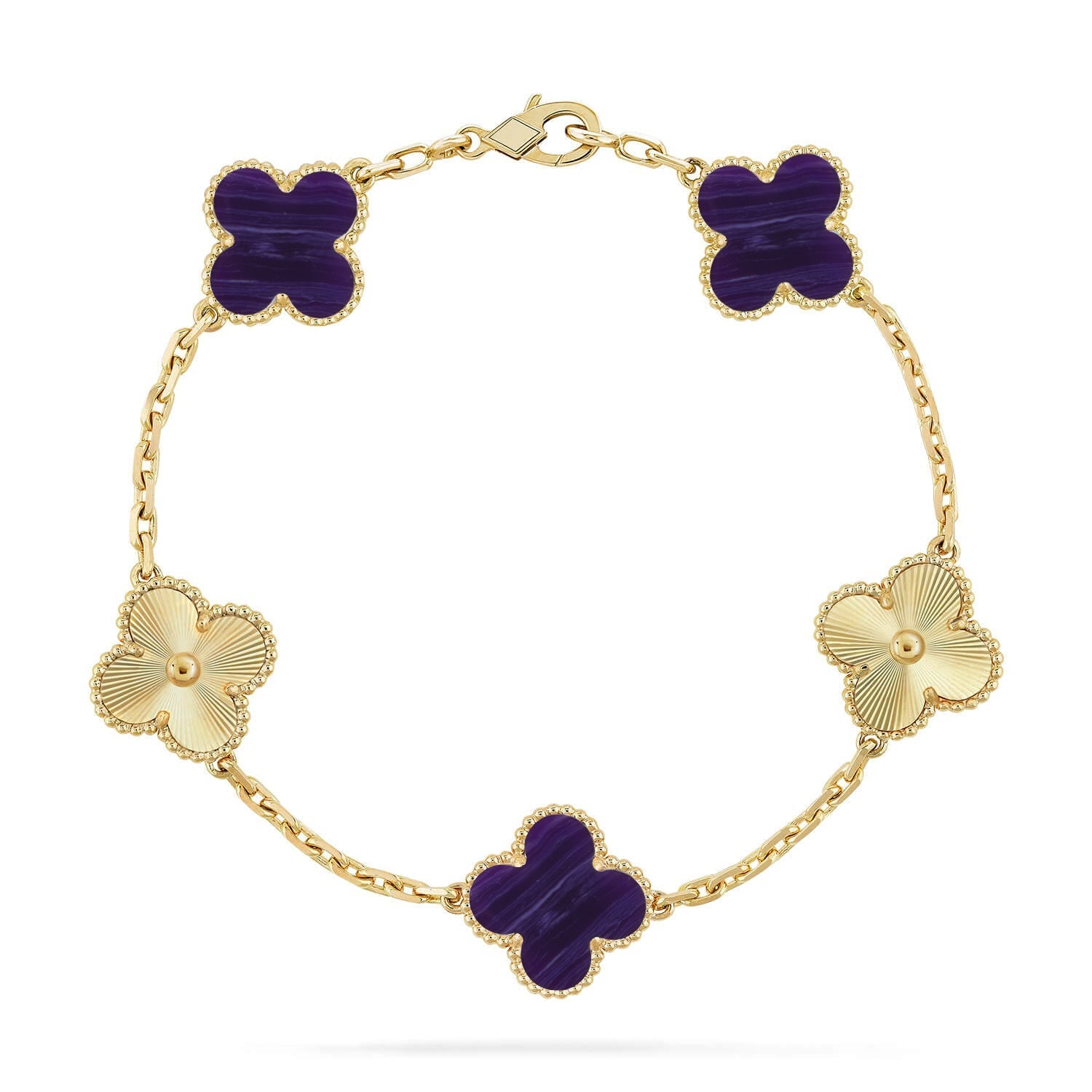 [LUXE JEWELRY]CLOVER 5 MOTIF PURPLE STRIPES BRACELET COLLECTION