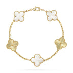 [LUXE JEWELRY]CLOVER WHITE PEARL MOP 5 MOTIF BRACELET COLLECTION