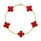 [LUXE JEWELRY] CLOVER 5 MOTIF RED CORNELIAN BRACELET COLLECTION