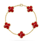 [LUXE JEWELRY]CLOVER 5 MOTIF RED PATTERN BRACELET COLLECTION