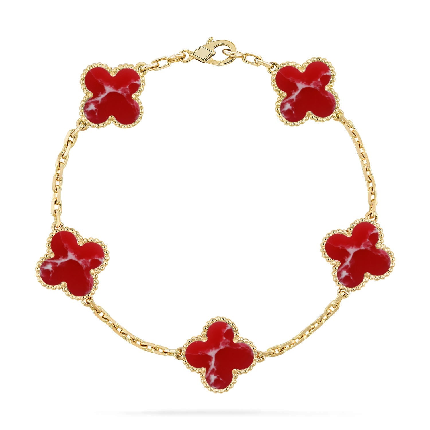 [LUXE JEWELRY]CLOVER 5 MOTIF RED PATTERN BRACELET COLLECTION