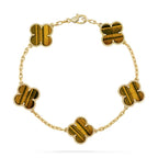 [LUXE JEWELRY] CLOVER 5 MOTIFS TIGER EYE BRACELET COLLECTION