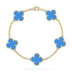 [LUXE JEWELRY] CLOVER 5 MOTIF BLUE AGATE BRACELET COLLECTION