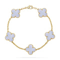 [LUXE JEWELRY] CLOVER 5 MOTIF PURPLE CHALCEDONY BRACELET COLLECTION