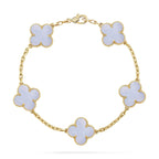 [LUXE JEWELRY] CLOVER 5 MOTIF PURPLE CHALCEDONY BRACELET COLLECTION