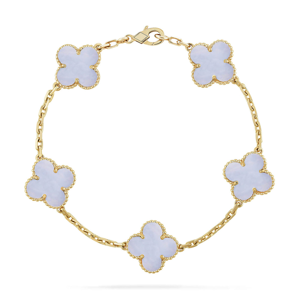 [LUXE JEWELRY] CLOVER 5 MOTIF PURPLE CHALCEDONY BRACELET COLLECTION