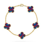 [LUXE JEWELRY]CLOVER 5 MOTIF COLOR GEMSTONES BRACELET COLLECTION