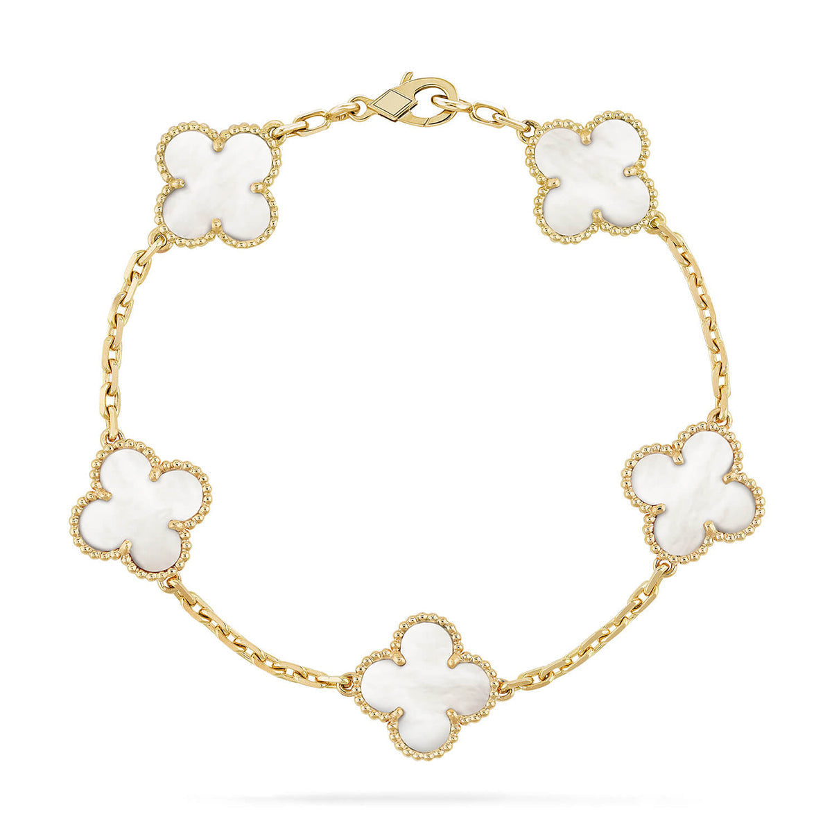 [LUXE JEWELRY]CLOVER WHITE PEARL MOP 5 MOTIF BRACELET COLLECTION