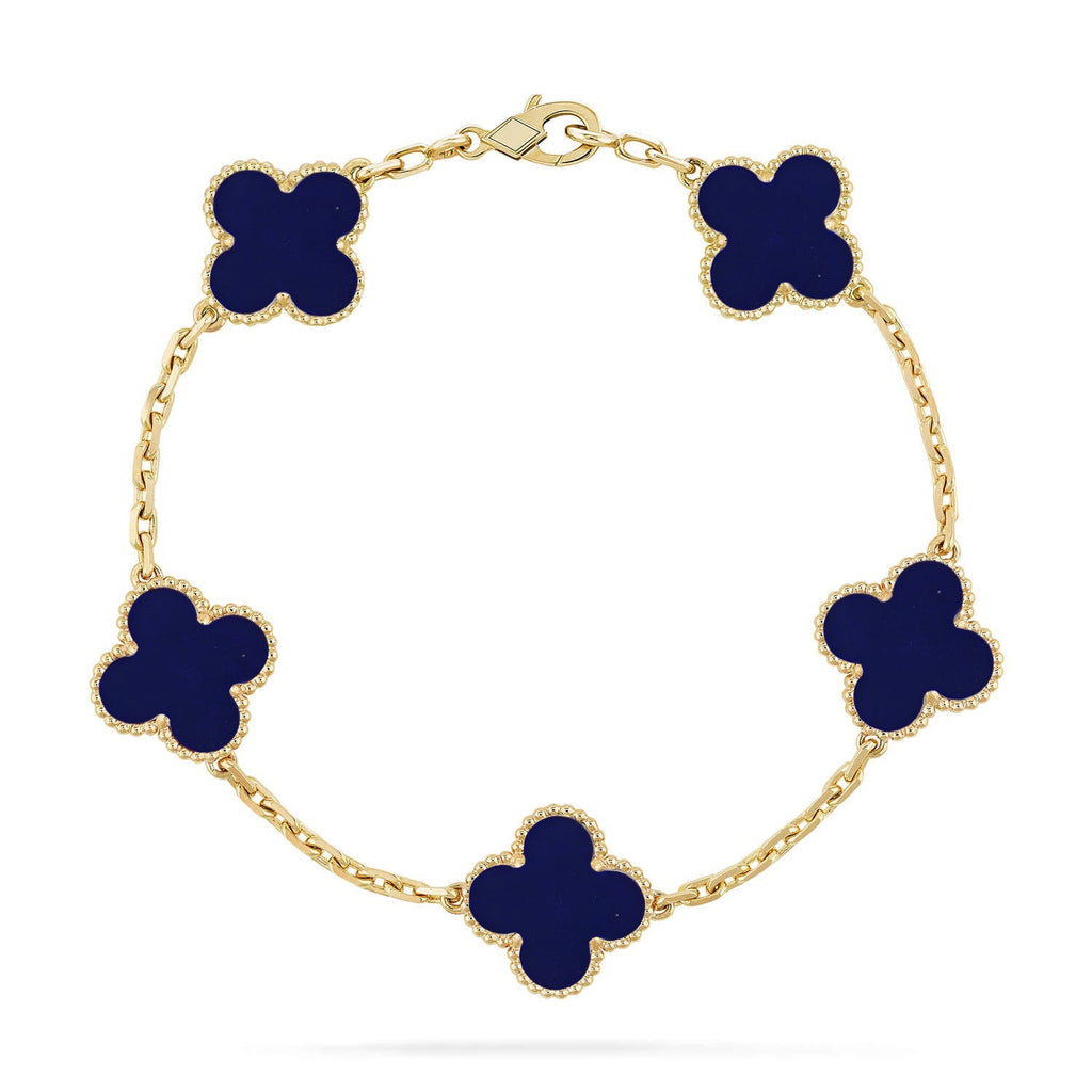 [LUXE JEWELRY]CLOVER 5 MOTIF LAPIS LAZULI BRACELET COLLECTION