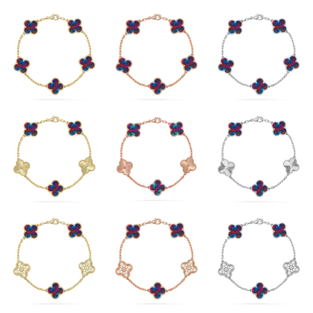 [Luxe]CLOVER 5 MOTIF COLOR GEMSTONES BRACELET COLLECTION