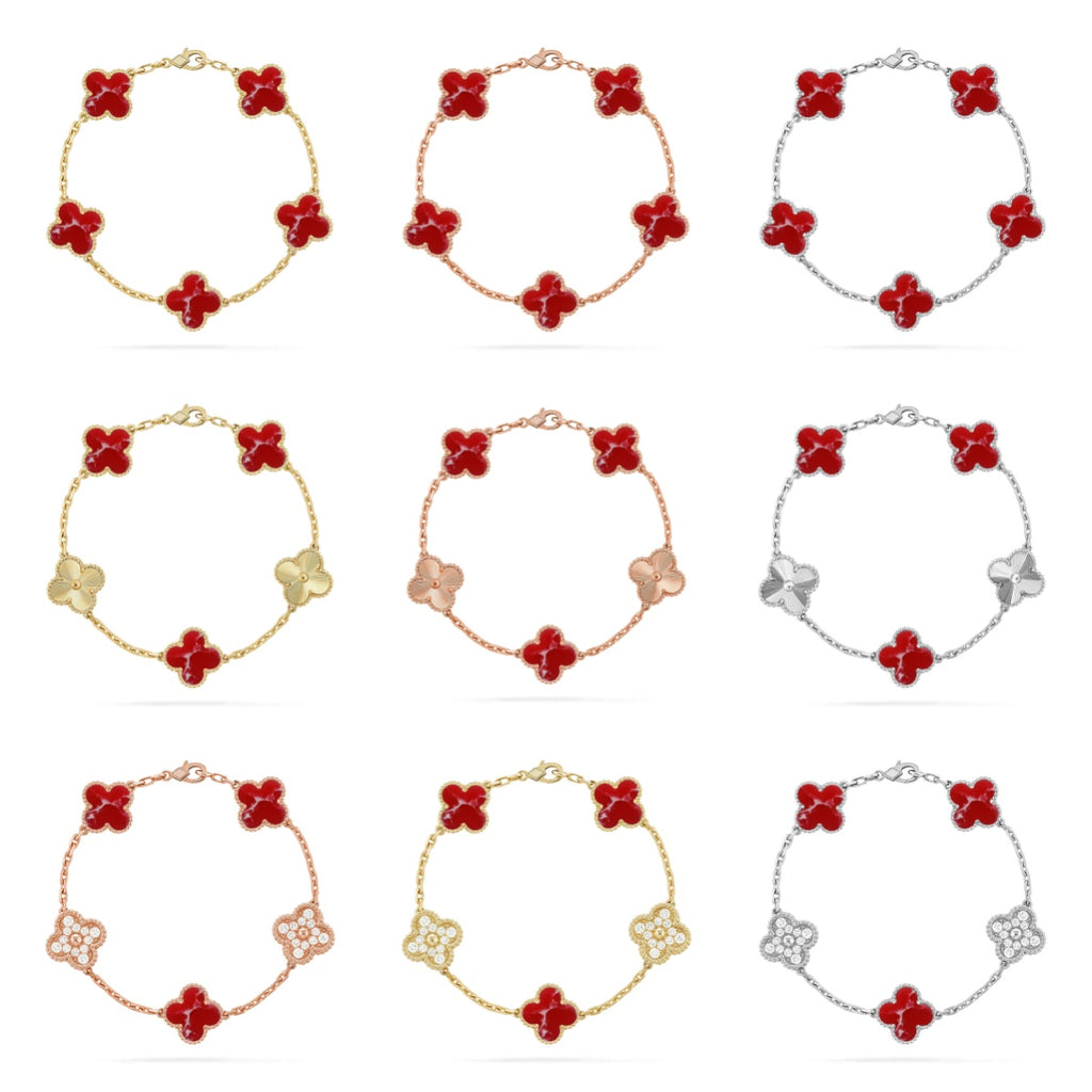 [Luxe]CLOVER 5 MOTIF RED PATTERN BRACELET COLLECTION