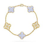 [LUXE JEWELRY] CLOVER 5 MOTIF PURPLE CHALCEDONY BRACELET COLLECTION