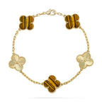[LUXE JEWELRY] CLOVER 5 MOTIFS TIGER EYE BRACELET COLLECTION