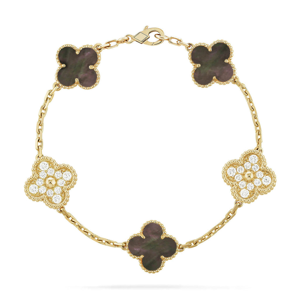 [LUXE JEWELRY] CLOVER 5 MOTIF GRAY MOP BRACELET COLLECTION