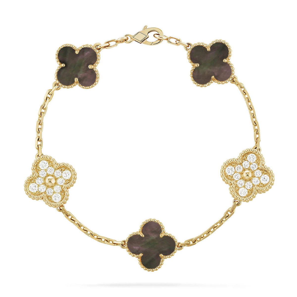 [LUXE JEWELRY] CLOVER 5 MOTIF GRAY MOP BRACELET COLLECTION