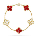 [LUXE JEWELRY]CLOVER 5 MOTIF RED PATTERN BRACELET COLLECTION