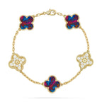 [LUXE JEWELRY]CLOVER 5 MOTIF COLOR GEMSTONES BRACELET COLLECTION