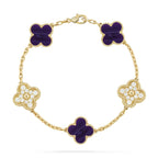 [LUXE JEWELRY]CLOVER 5 MOTIF PURPLE STRIPES BRACELET COLLECTION