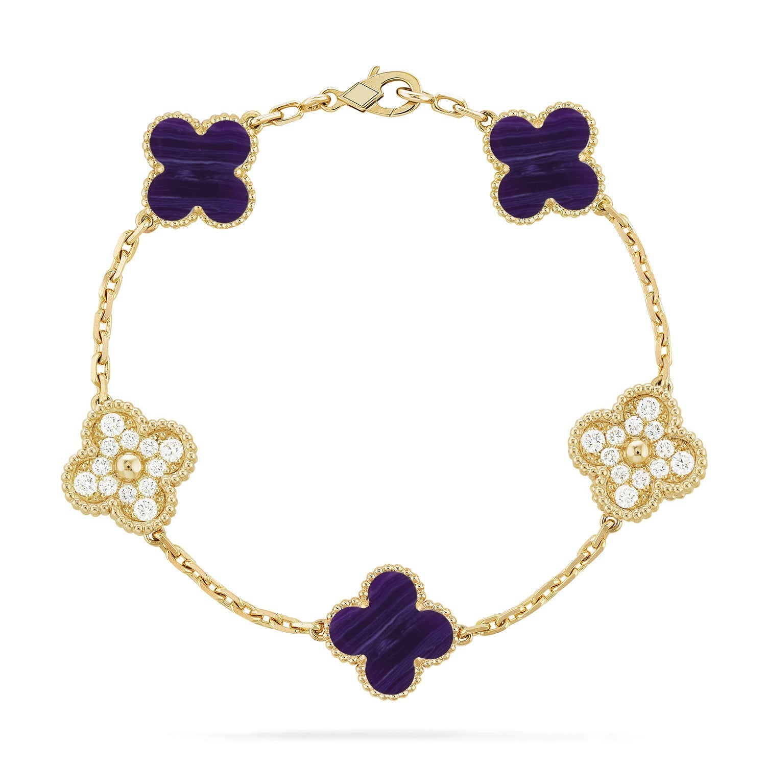 [LUXE JEWELRY]CLOVER 5 MOTIF PURPLE STRIPES BRACELET COLLECTION