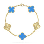 [LUXE JEWELRY] CLOVER 5 MOTIF BLUE AGATE BRACELET COLLECTION